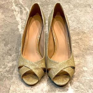 ASOS Peep Toed Heels - Gold - Size 8